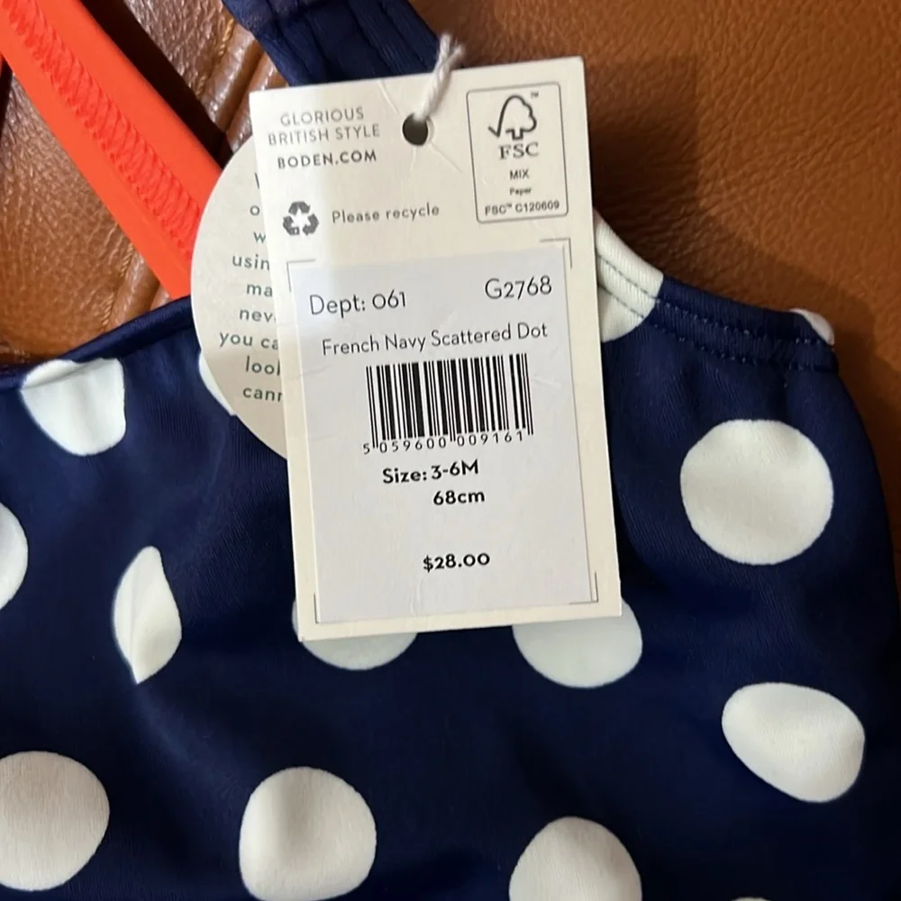 NWT Mini Boden baby swimsuit. 3-6 m, 68 cm - Picture 2 of 3